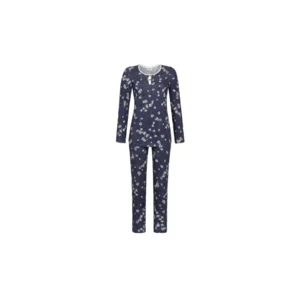 Ringella blauwe dames pyjama met bloemenopdruk