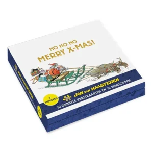 Kaarten - Kerst - Jan van Haasteren - Rendieren voor arreslee & skiën met boom - 10st.