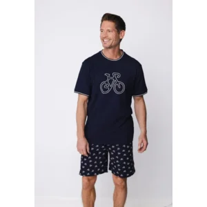 Pastunette Heren Pyjama: Blauw, Fiets motief ( pas.166)