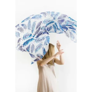 Silk Chiffon Blue Feather