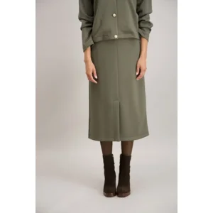 Signe Nature Rok: sweater stof, Kaki, split vooraan ( Signe.1317 )