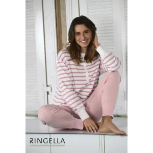 Ringella Dames pyjama: Peach, gestreept ( RIN.590 )