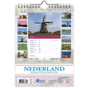 Week kalender - 2026 - 12 provinciën - Molen - 16,5x23cm