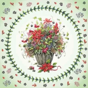 Kaart - Kerst - JBS - Bloemen in rieten pot - KVJ010