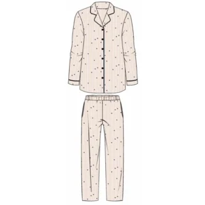 Ringella dames pyjama: Peach, doorknoopmodel, 100% katoen ( RIN.629 )