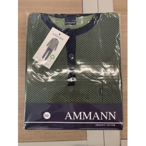 Ammann Heren Pyjama: Groen bedrukt, Pat en knopen ( AMM.562 )