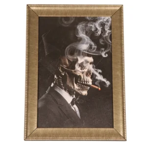 Deco Kader Rokend Skelet LED 25 x 35 cm – Luxe Halloween Decoratie