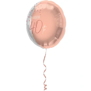 Folieballon - 40 jaar - Luxe - Roze, roségoud, transparant - 45cm - Zonder vulling