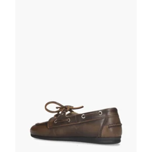 Posa Boat Loafer Coffee Donkerbruin Dames Veterschoenen