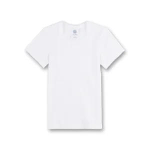 Sanetta meisjes onderhemd: Wit, korte mouw ( SAN.10 )