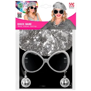 Disco accessoires verkleedset Babe - Zilveren disco verkleedset