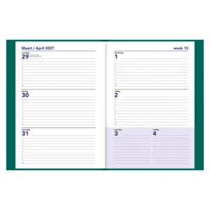 Week agenda - 2027 - 17 maanden - 14,8x21cm - Groen