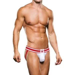 Jock slip wit/rood.                                 PR004-WHTRED-M