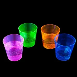 Neon Shotglaasjes - 50 stuks | Herbruikbare plastiek beker 30 ml | 4 kleuren