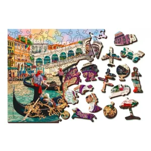 2 in 1 Puzzel - Venice Carnival - met figuurtjes - Wooden City