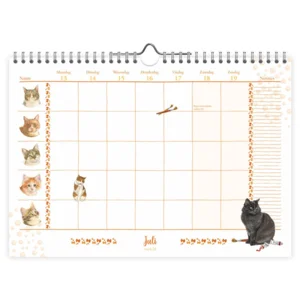 Familie weeknotitiekalender - 2026 - Oblong - Franciens katten - 29.7x21cm