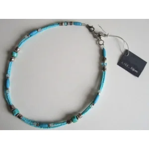 Fantasiejuweel ketting Turquoise/zilver/glass