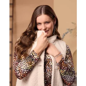 KJ Brand mouwloze gilet: Teddy stof, Ecru ( BRA.354 )
