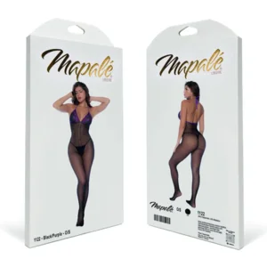 Mapalé Visnet Bodystocking Set Met Kant Zwart & Paars