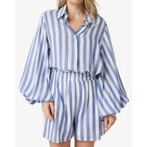 Ibana Thalita Blauw/Wit Dames Blouse