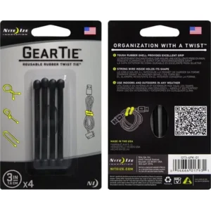 Nite Ize Gear Band 3" Zwart 4 Stuks Herbruikbare kabelbinder GT3-4PK-01