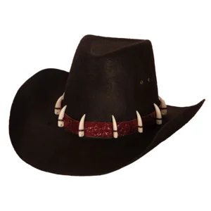Cowboyhoed zwart - Cowboyhoed met decoratieve tanden