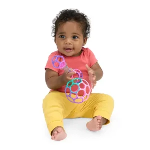 Grijpspeeltjes set - Oball - Babybal & rammelaar - Roze/paars