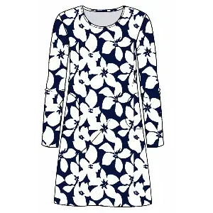 Ringella Bloomy Nachthemd Dames: Blauw / Wit, katoen, 95cm ( RIN.640 )