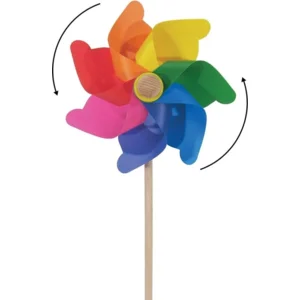 Windmolen - Regenboog - Kunststof - 21x45cm - Met houten stok