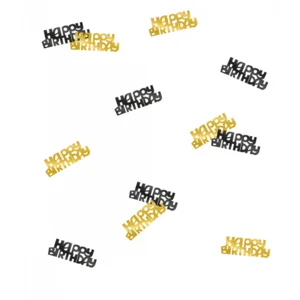 Tafeldecoratie - Happy Birthday - Goud, zwart