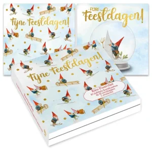 Kaarten - Kerst - Rien Poortvliet - Patroon & sneeuwbol sneeuwpop - 10st.