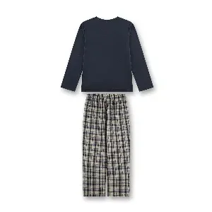 Sanetta pyjama jongens: Blauw, wolf, flanellen broek ( SAN.174 )