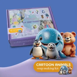 Zeep pakket Cartoon diertjes 1KG zeepbasis + 3X10 ml kleurstof + 1X10 ml geurolie + 1 vorm