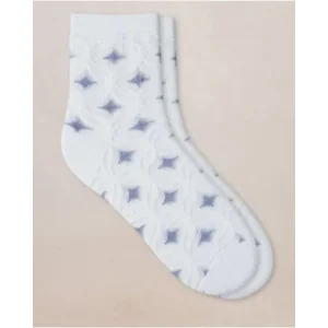 Bleuforêt dames sokken: wit / blauwe fantasie ( BLEU.134 )
