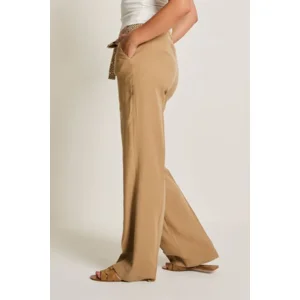 Para Mi Dames broek: Cloê Belt, Cotton Tencel, Camel, L32 ( PARA.418 )