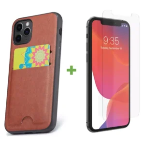 iPhone hoesje kunstleder case + 1x Screenprotector Tempered Glass