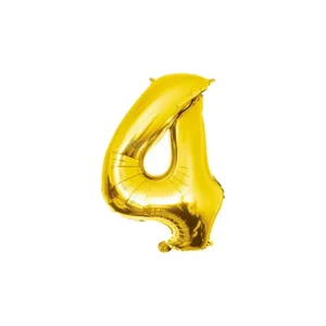 Folieballon - 4 jaar - Goud - 40cm - Niet geschikt voor helium