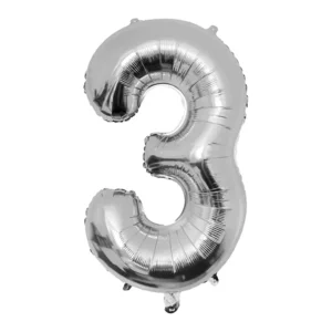 Folieballon - 3 jaar - Zilver - 86cm - Zonder vulling