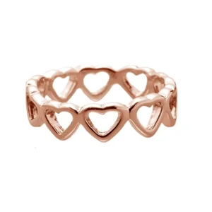 stainless steel ring  hartjes pink gold