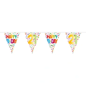 Vlaggenlijn - Happy bday 21 - Rainbow dots - 10m