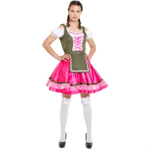 Kostuum - Jurk - Tirol - Oktoberfest - Roze & groen - S/M