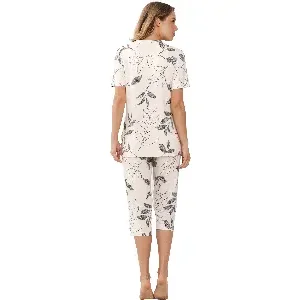 Pastunette Premium Dames pyjama: Ecru gebloemd ( PAS.80 )