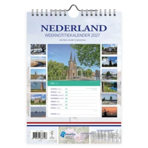 Week kalender - 2027- 12 provinciën - Molen - 16,5x23cm