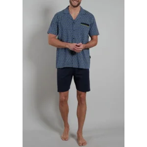 Gotzburg Pyjama Heren: Doorknoop, korte mouw / short ( GOT.56 )
