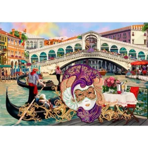2 in 1 Puzzel - Venice Carnival - met figuurtjes - Wooden City