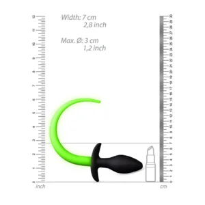 Ouch! Glow in the Dark Puppy Buttplug Met Staart 8 Cm