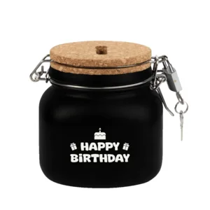 Spaarpot - Happy birthday - Glas - 10,5x11x12,5cm