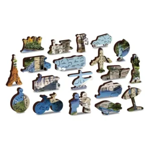 2 in 1 Puzzel - World Landmarks - met figuurtjes - Wooden City