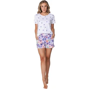 Pastunette dames pyjama: White, Shirt + short ( PAS.158 )