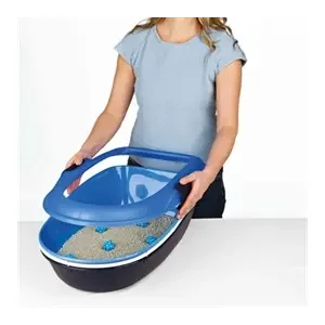 TRIXIE BERTO KATTENBAK OPEN MET SCHEIDINGSSYTEEM GRIJS/PASTELBLAUW/GRANIET 59X39X22 CM